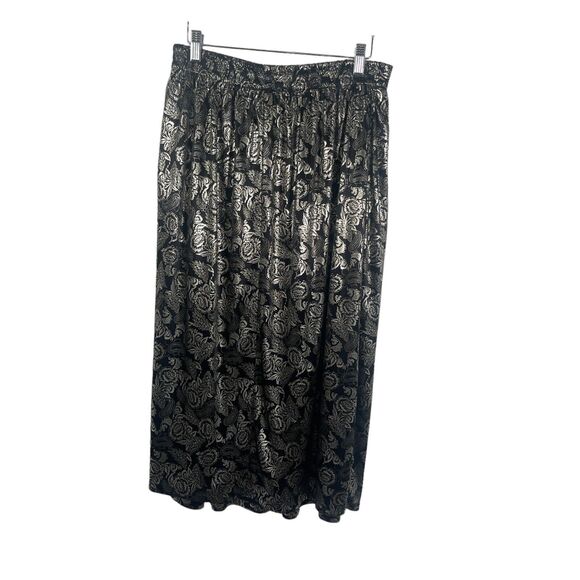 Fundamental Things Vintage Union Made Black Floral Metallic Midi Skirt Womens 12 - Picture 3 of 5